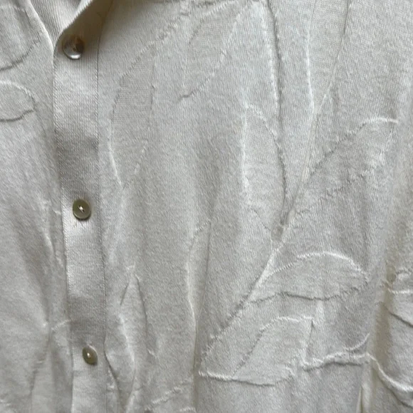 Zara Off-White Floral Knit Fabric Short Sleeved Button up Shirt - Picture 6 of 8